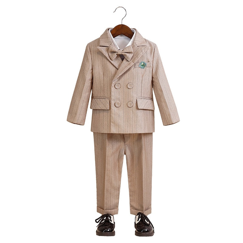 Khaki Suit, Pants, Vest, Shorts, Shirt Set - Boys 12 Months To 11 Years