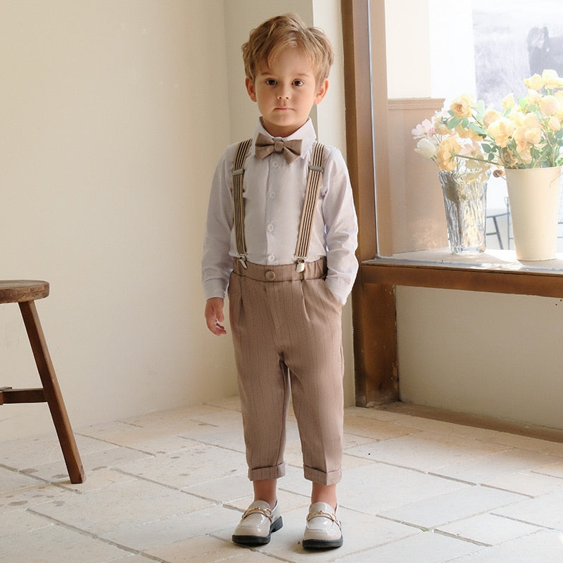 Khaki Suit, Pants, Vest, Shorts, Shirt Set - Boys 12 Months To 11 Years