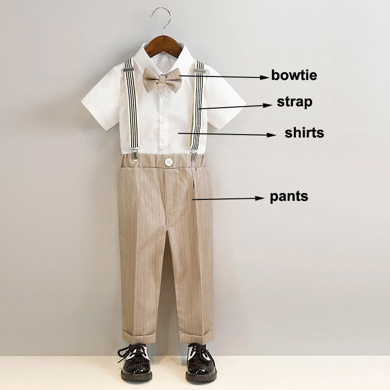 Khaki Suit, Pants, Vest, Shorts, Shirt Set - Boys 12 Months To 11 Years