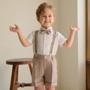 Khaki Suit, Pants, Vest, Shorts, Shirt Set - Boys 12 Months To 11 Years