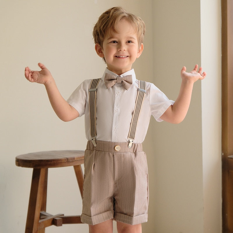 Khaki Suit, Pants, Vest, Shorts, Shirt Set - Boys 12 Months To 11 Years