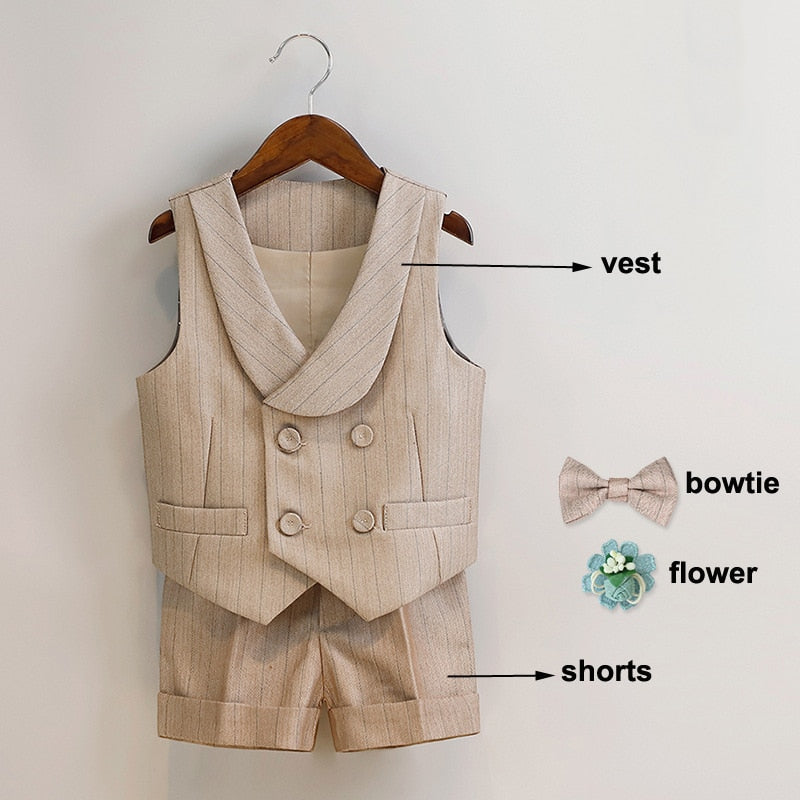 Khaki Suit, Pants, Vest, Shorts, Shirt Set - Boys 12 Months To 11 Years