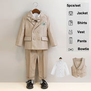 Khaki Suit, Pants, Vest, Shorts, Shirt Set - Boys 12 Months To 11 Years