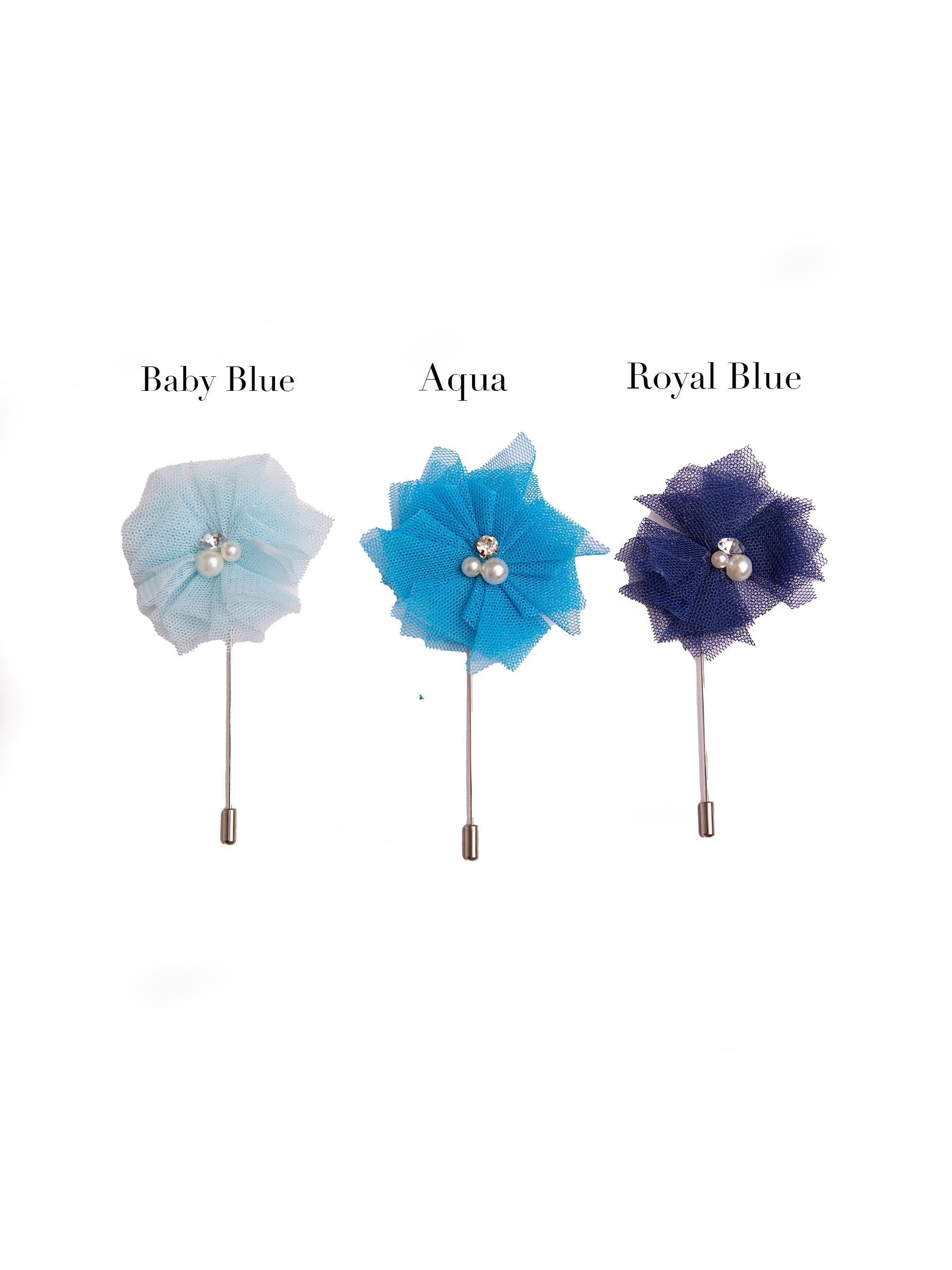 Baby Blue, Aqua, Royal Blue Lapel Boutonnieres