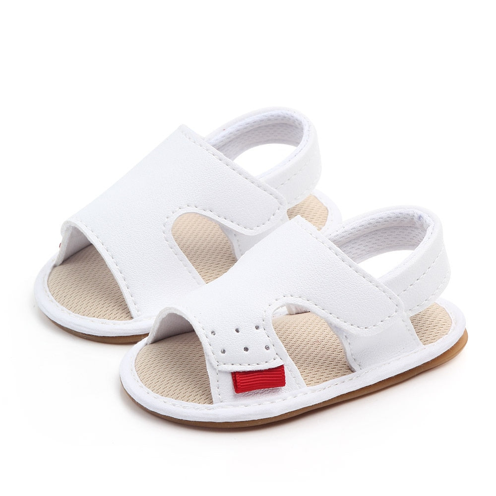 Boys Brown Black White Leather Sandals For Newborn To 18 Month Sizes