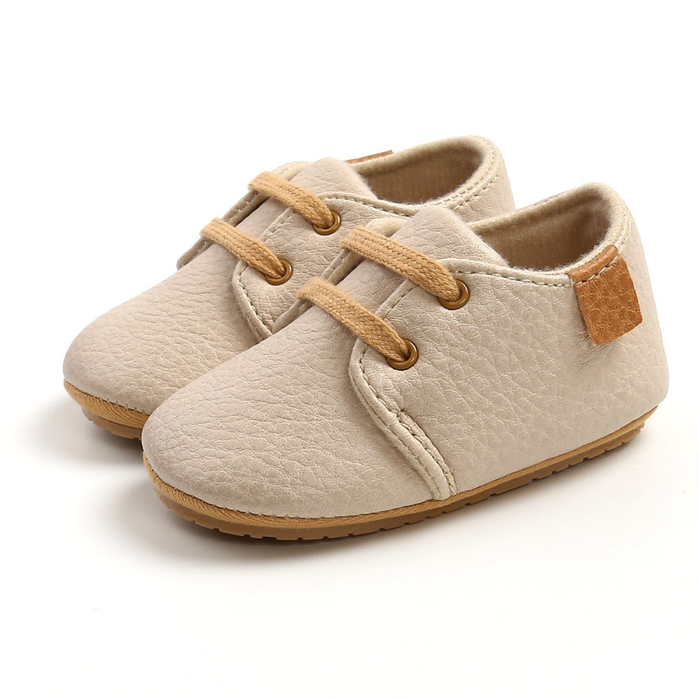 Baby Boy Retro Leather Moccasins For Toddler To 18 Months Old