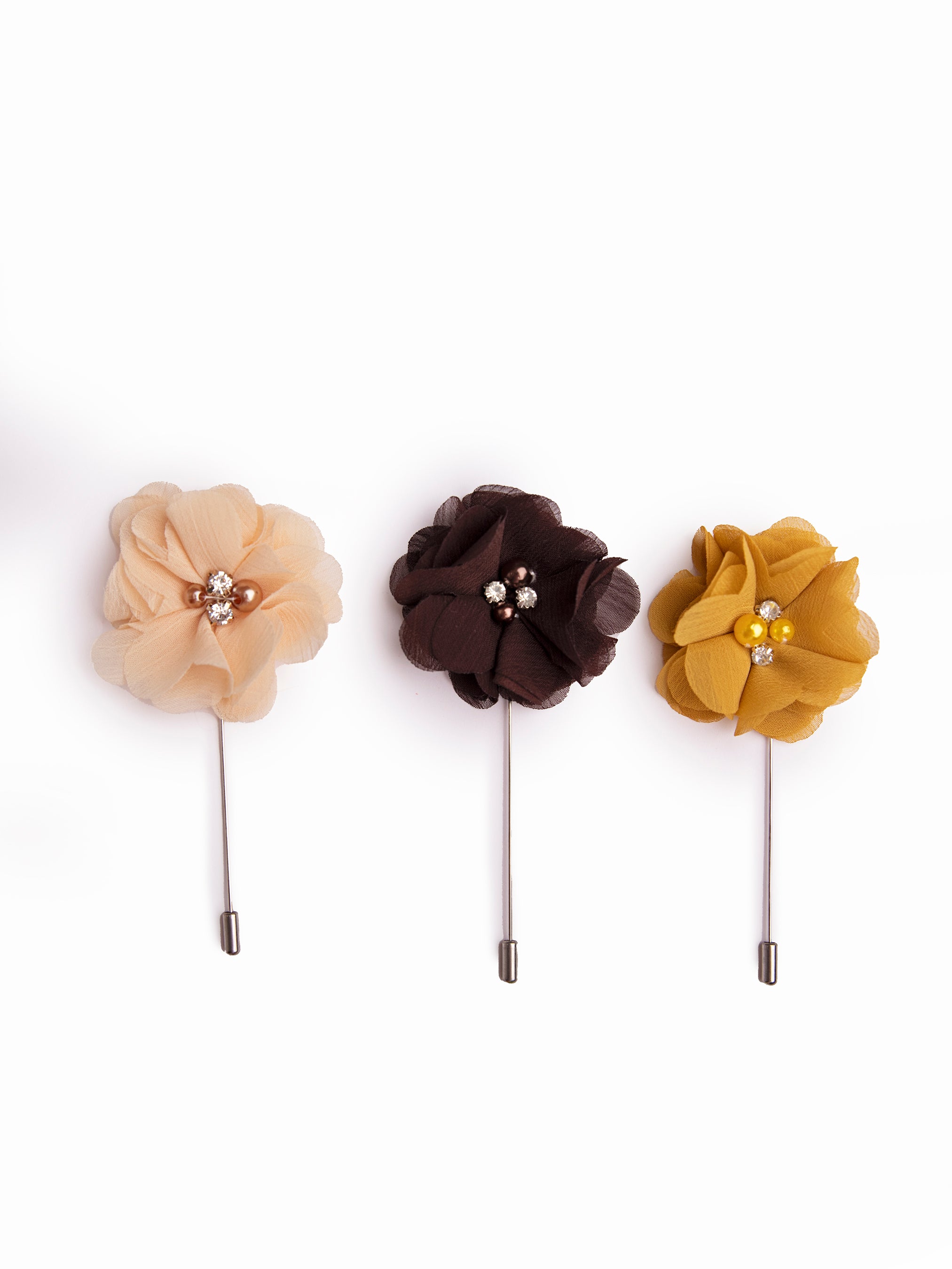 Beige Brown Mustard Yellow Lapel Boutonnieres