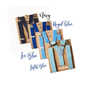 Light Blue Ice Blue Royal Blue Navy Suspenders - Newborn To Adult Sizes