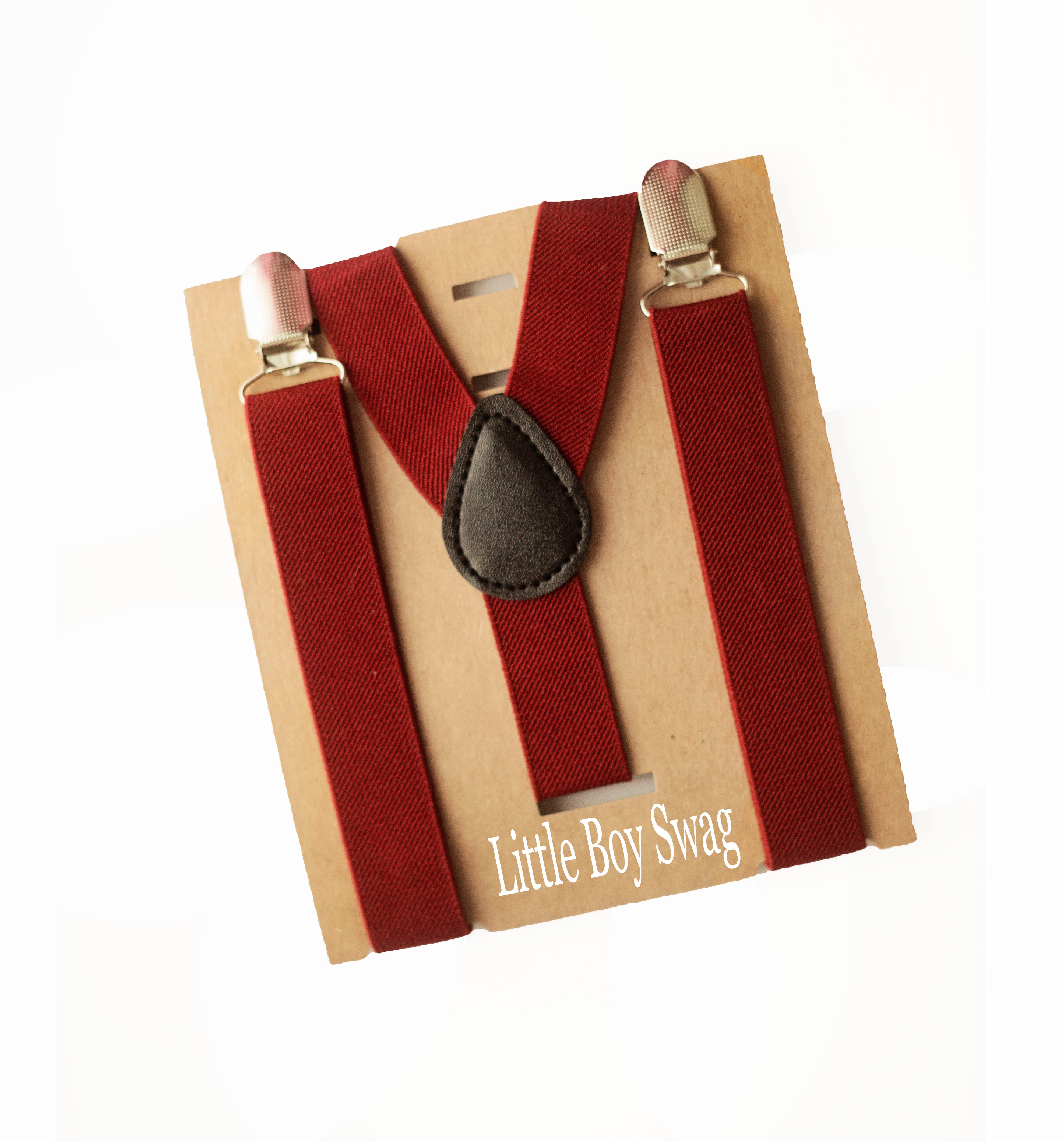 Burgundy Suspenders - Newborn To Adult Sizes