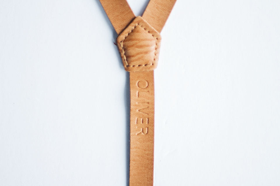Boys Personalized Leather Suspenders - Embossed With Name