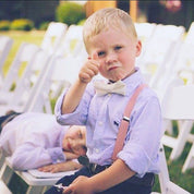 Champagne Bow Tie Tan Leather Suspenders - Boys To Adult Sizes