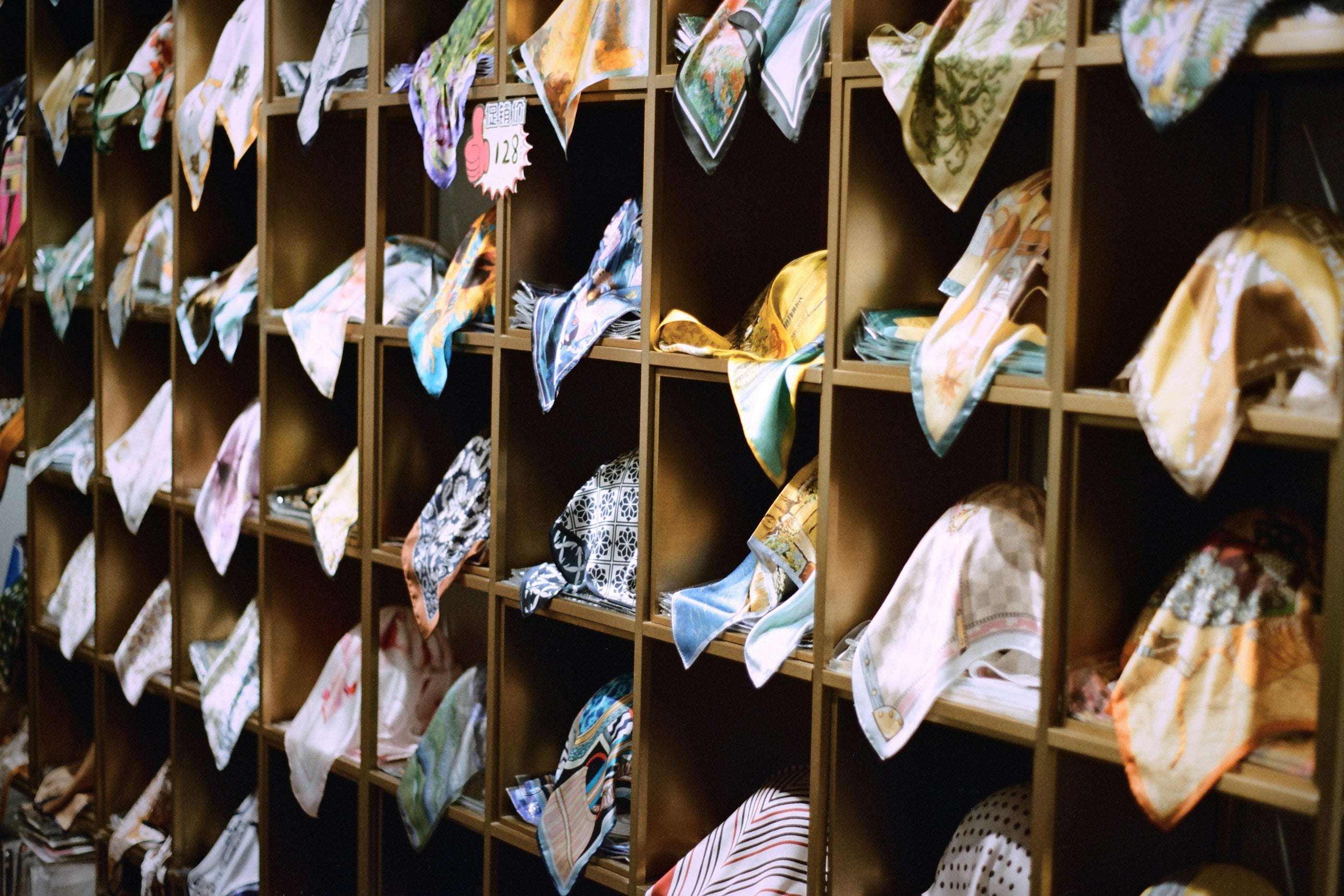 Colorful pocket squares neatly folded