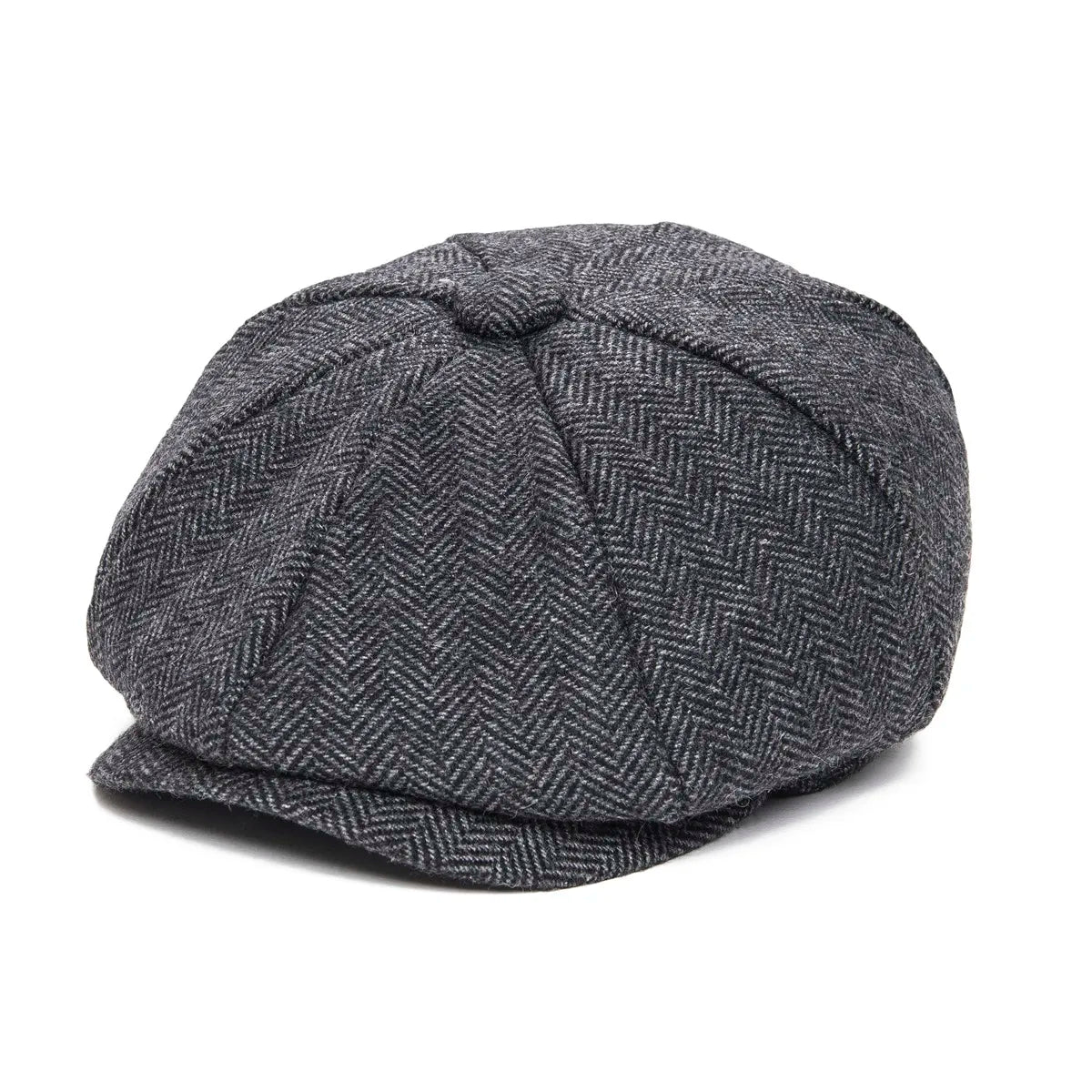 Boys tweed newsboy cap in black
