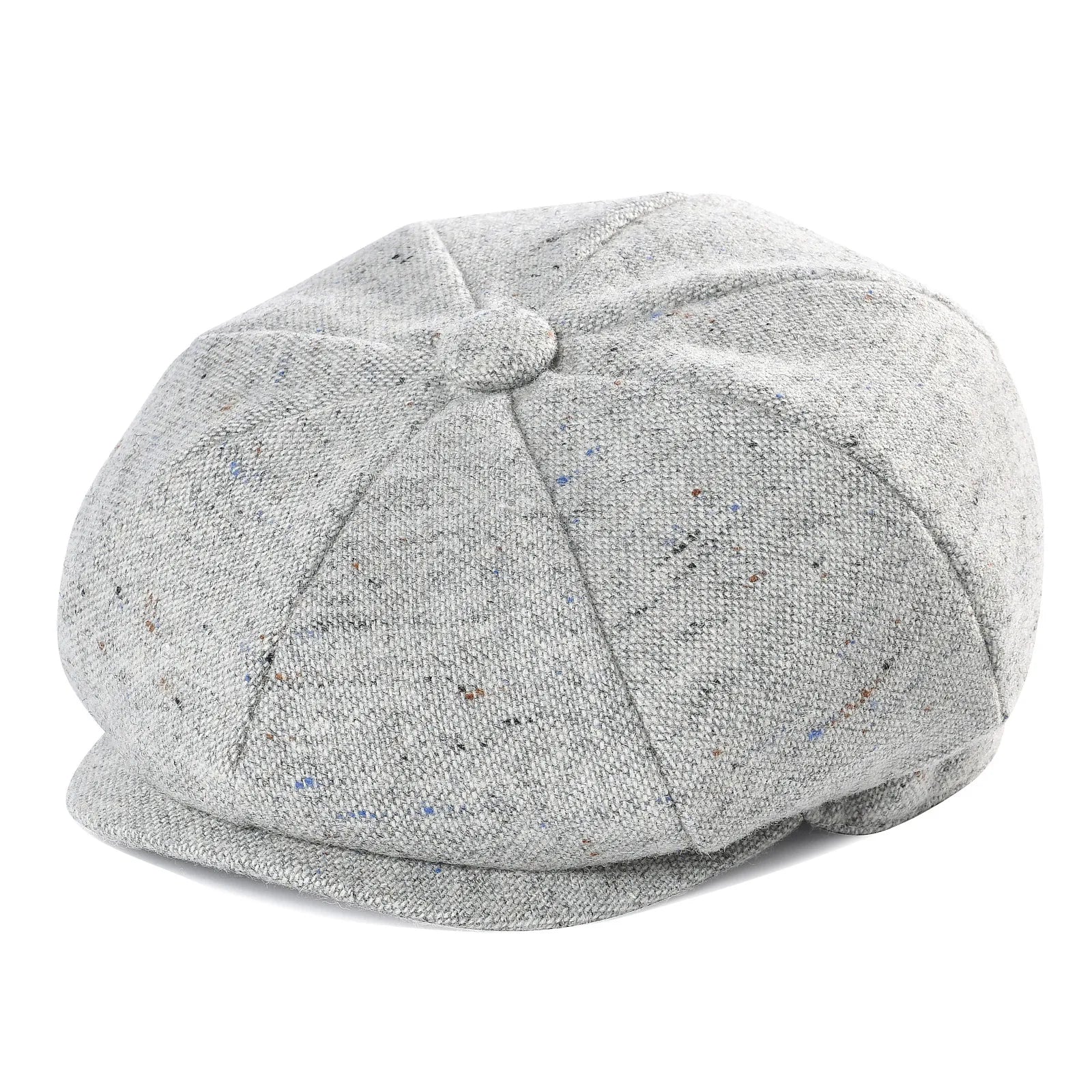 Boys tweed newsboy cap in flecked light gray