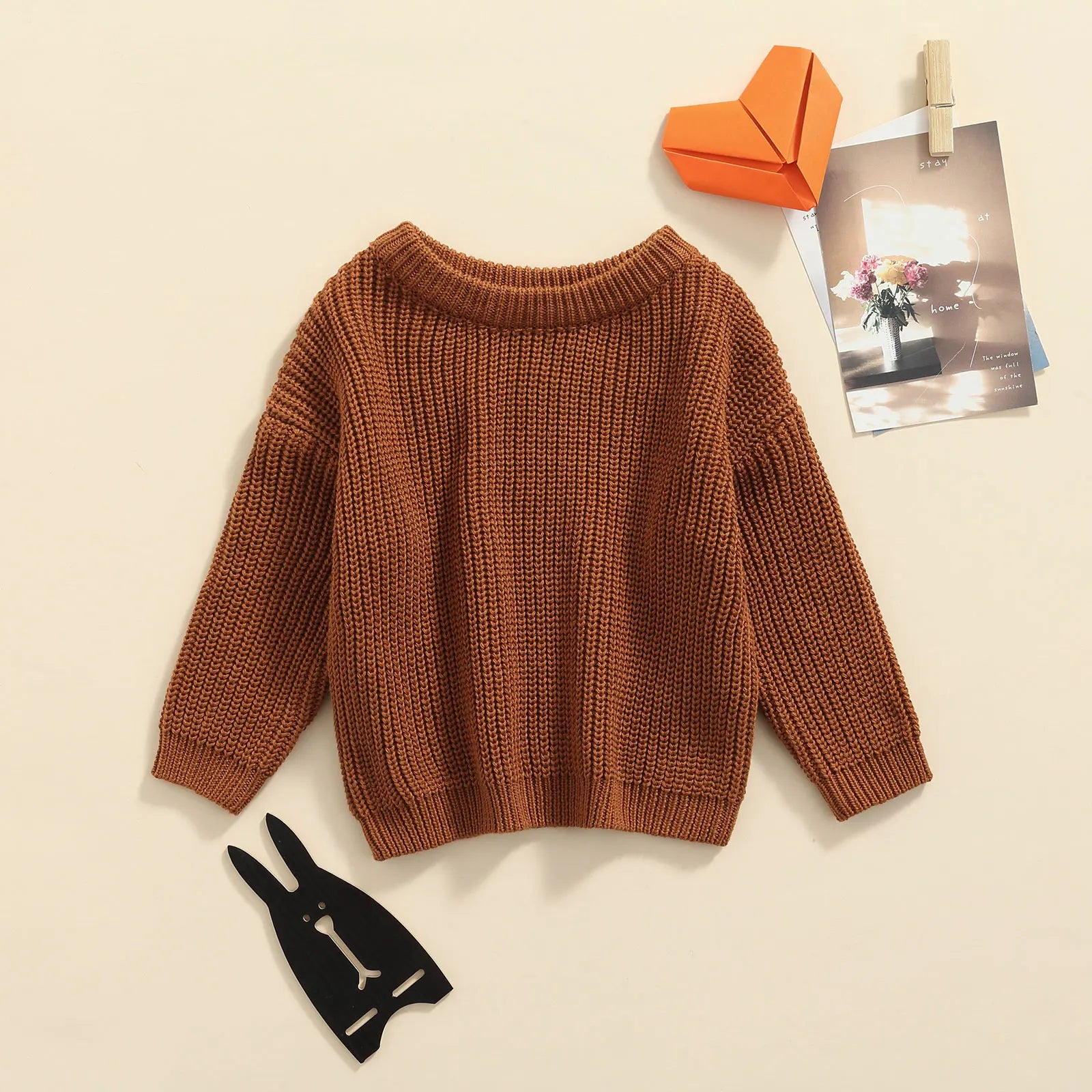 Soft cotton crewneck knit sweater for babies and toddlers
