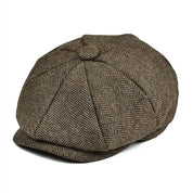 Boys tweed newsboy cap in khaki