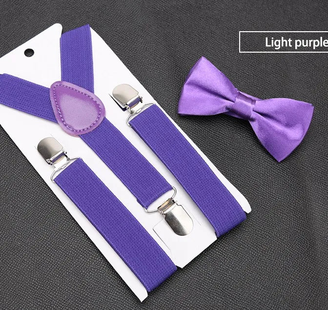 Purple Bow Tie And Suspenders Set - Kids Sizes