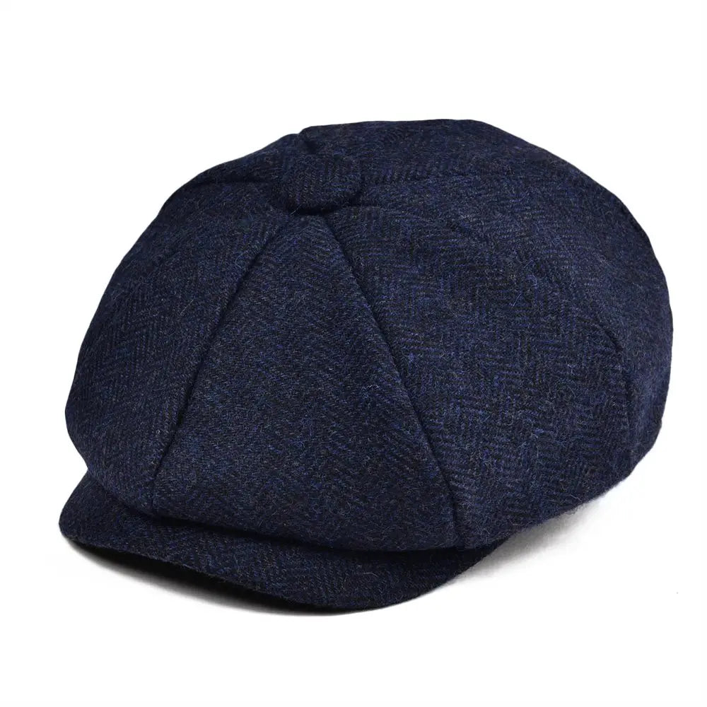 Boys tweed newsboy cap in navy