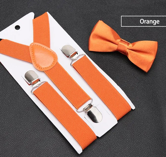 Orange Bow Tie And Suspenders Set - Kids Sizes