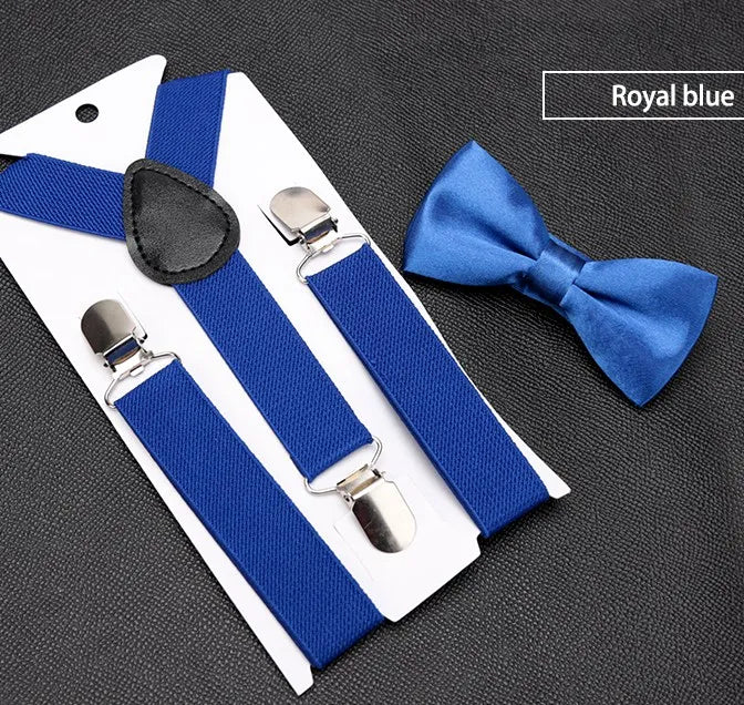 Royal Blue Bow Tie And Suspenders Set - Kids Sizes
