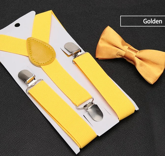 Yellow Bow Tie And Suspenders Set - Kids Sizes