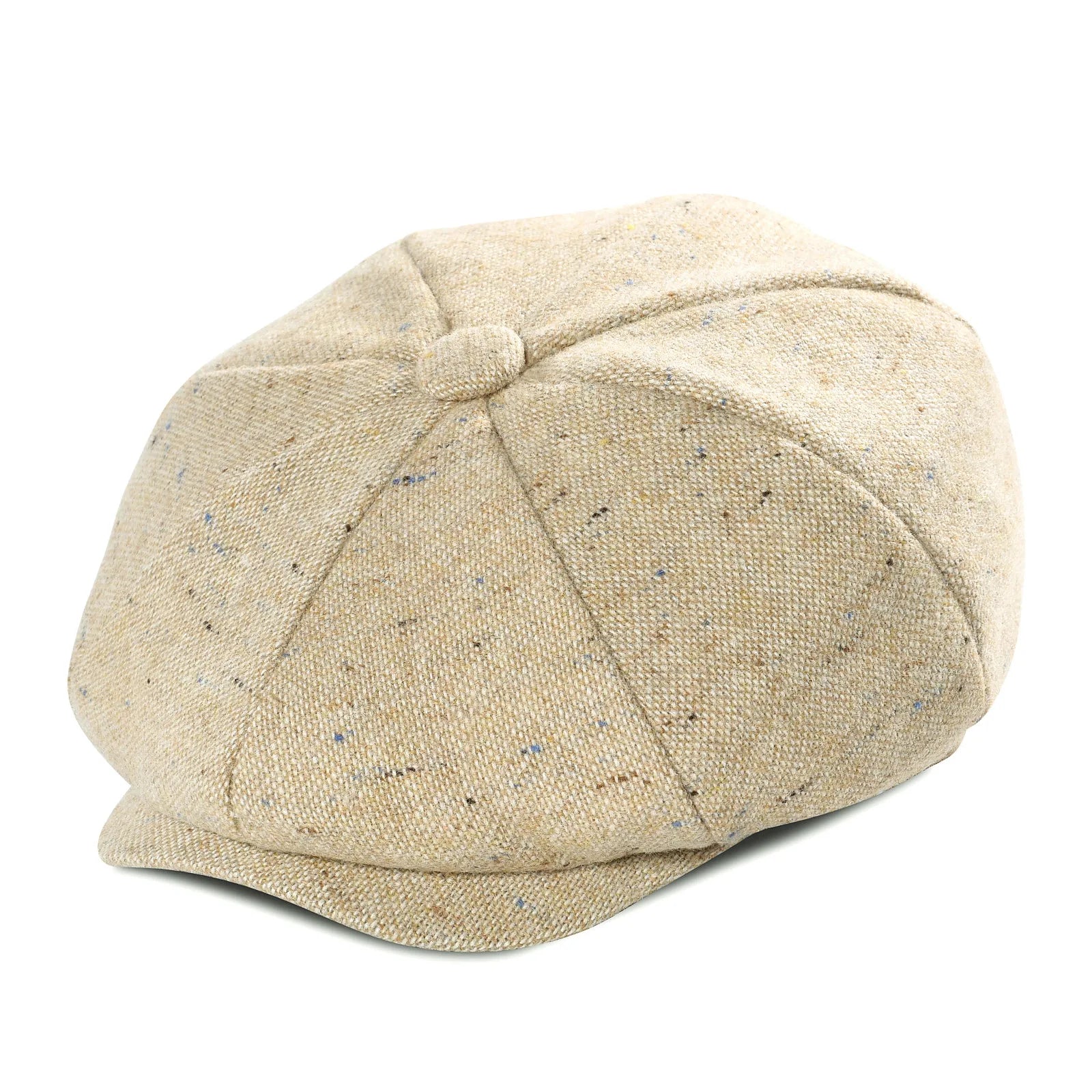 Boys tweed newsboy cap in flecked khaki