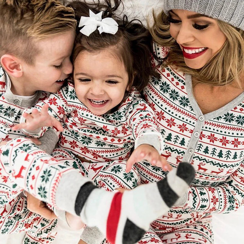 Matching family Christmas pajamas, green & white - photo 7