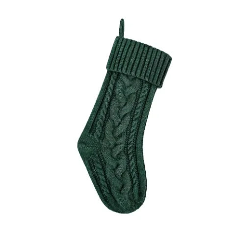 Green personalized knit Christmas stocking with name