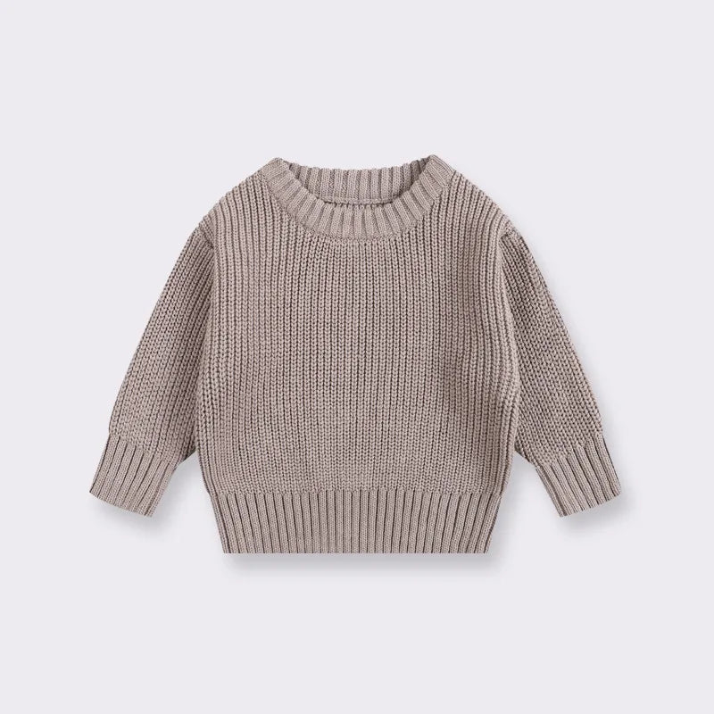 Kids Classic Knit Sweater - Warm Cotton Crewneck Pullover For Baby, Toddler & Boys