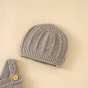 Knit newborn romper and beanie set for hospital photos