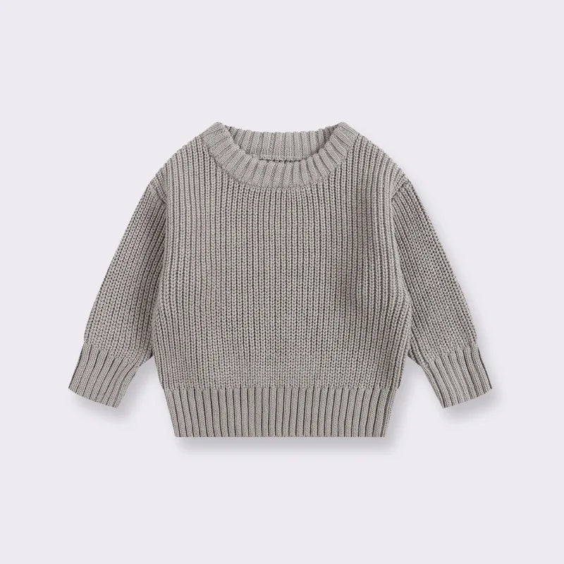 Kids Classic Knit Sweater - Warm Cotton Crewneck Pullover For Baby, Toddler & Boys