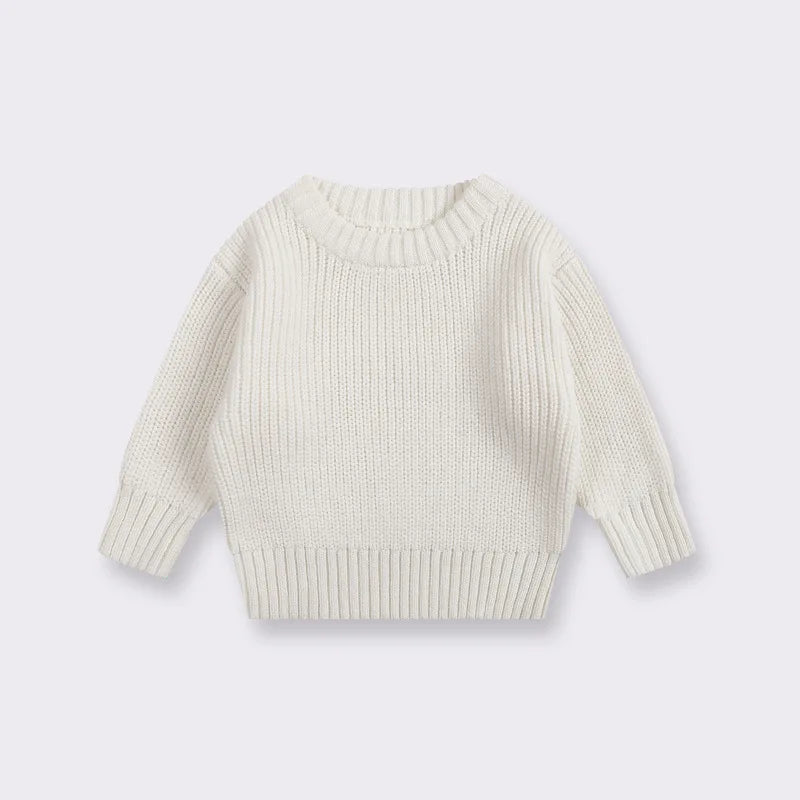 Kids Classic Knit Sweater - Warm Cotton Crewneck Pullover For Baby, Toddler & Boys