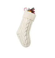 White personalized knit Christmas stocking with name