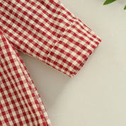 Baby Boy Plaid Shirt Romper - Button-Down Long Sleeve Collared One-Piece Outfit