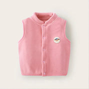 Kids plush bear vest in pink