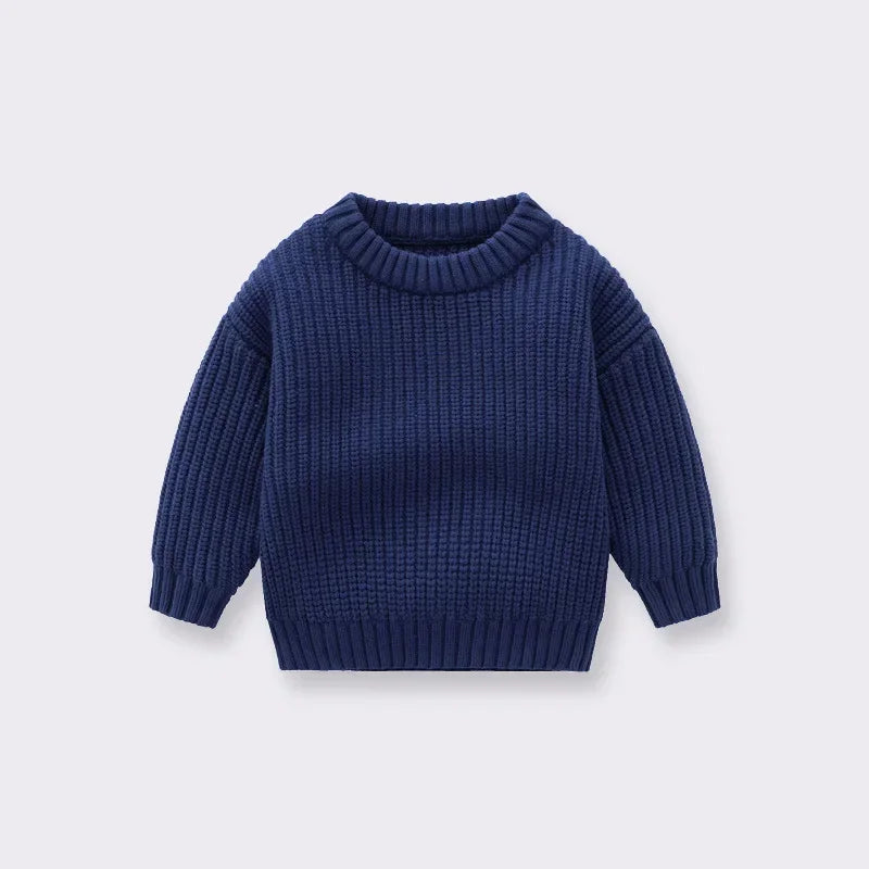 Kids Classic Knit Sweater - Warm Cotton Crewneck Pullover For Baby, Toddler & Boys