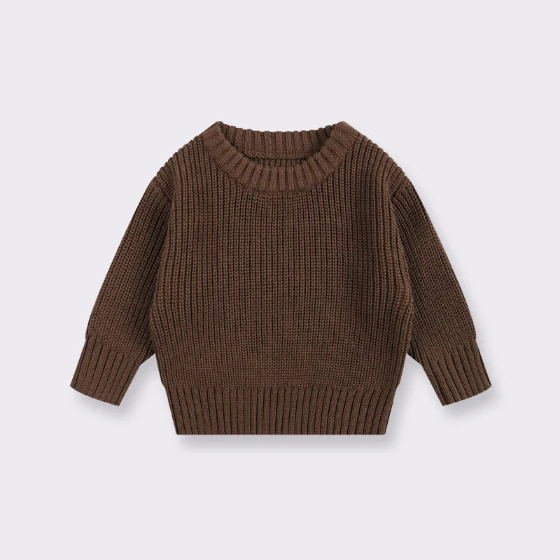 Kids Classic Knit Sweater - Warm Cotton Crewneck Pullover For Baby, Toddler & Boys