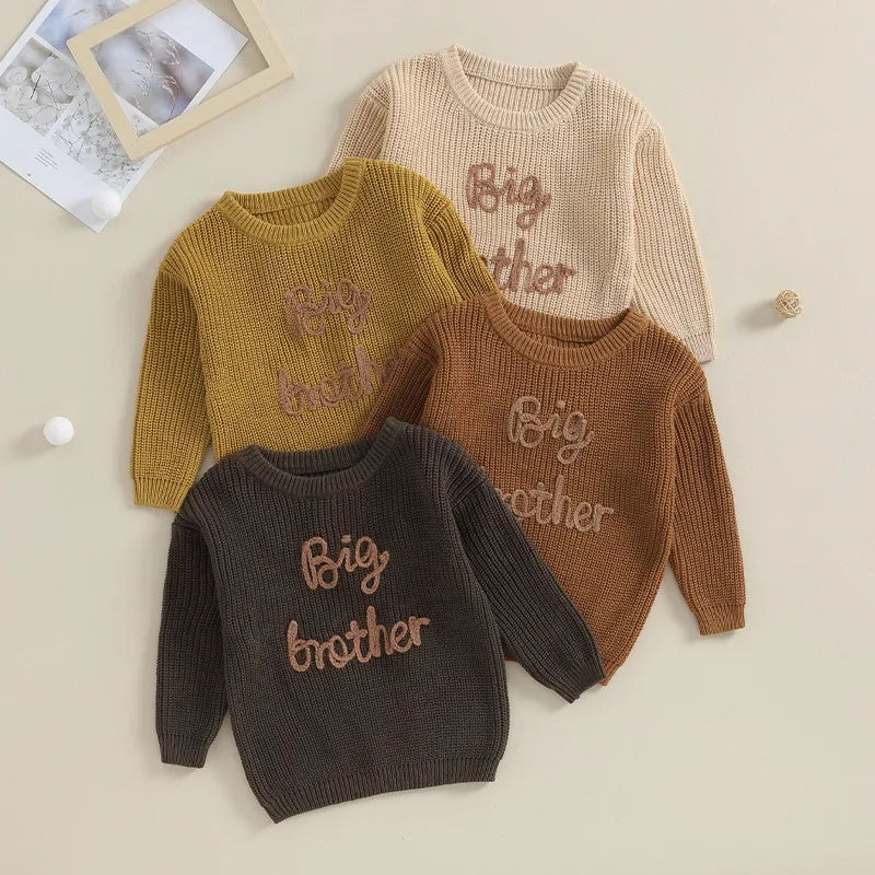 Toddler boy knit sweater with embroidered lettering - Little Boy Swag