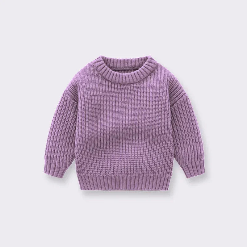 Kids Classic Knit Sweater - Warm Cotton Crewneck Pullover For Baby, Toddler & Boys
