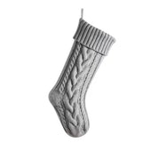 Grey personalized knit Christmas stocking with name