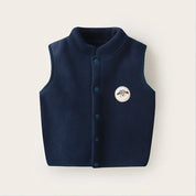 Kids plush bear vest in cyan