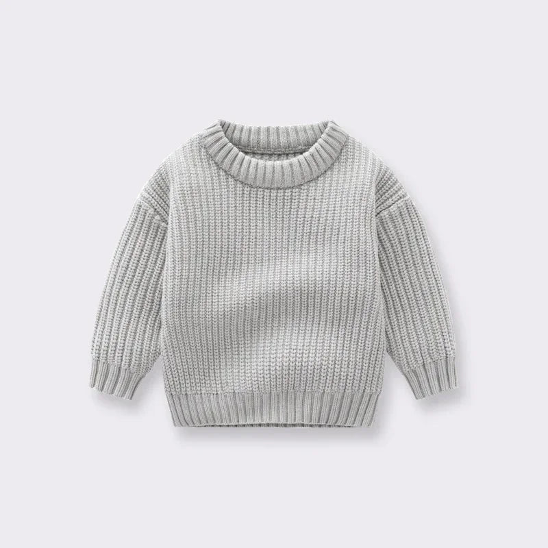 Kids Classic Knit Sweater - Warm Cotton Crewneck Pullover For Baby, Toddler & Boys