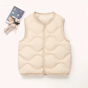 Kids quilted puffer vest in beige