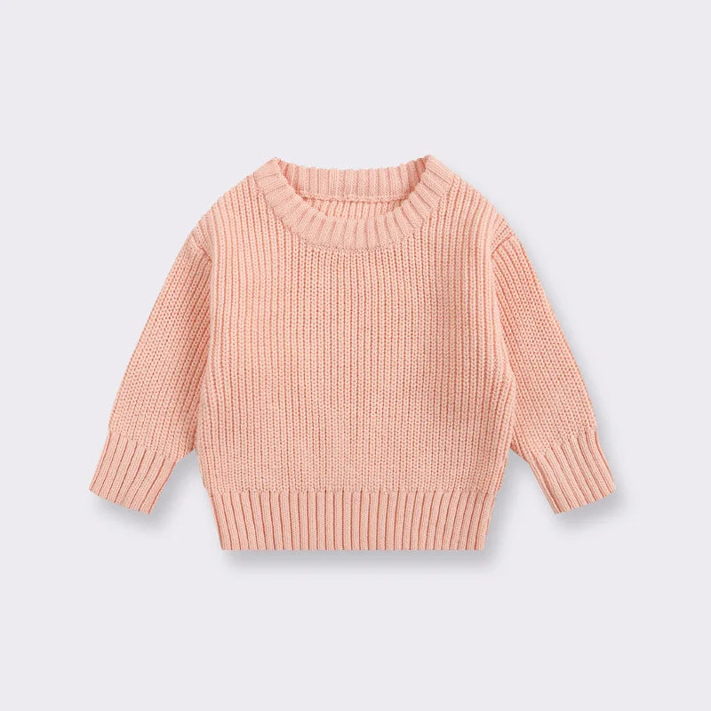 Kids Classic Knit Sweater - Warm Cotton Crewneck Pullover For Baby, Toddler & Boys