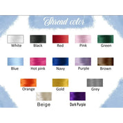 Embroidery thread color chart - choose your thread color for the personalized kids beanie