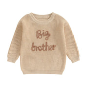 Khaki toddler boy embroidered knit sweater