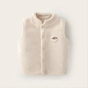 Kids plush bear vest in beige