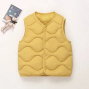 Kids quilted puffer vest in yellow