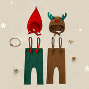 Baby's First Christmas Outfit - Knit Pants, Hat & Shirt For Newborn & Baby