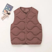 Kids quilted puffer vest in coffee